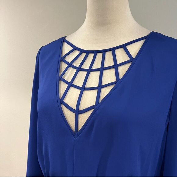 BCBGMaxAzria Blue royal V-Neck Long Sleeve Sheath Dress size 8 - Picture 2 of 13